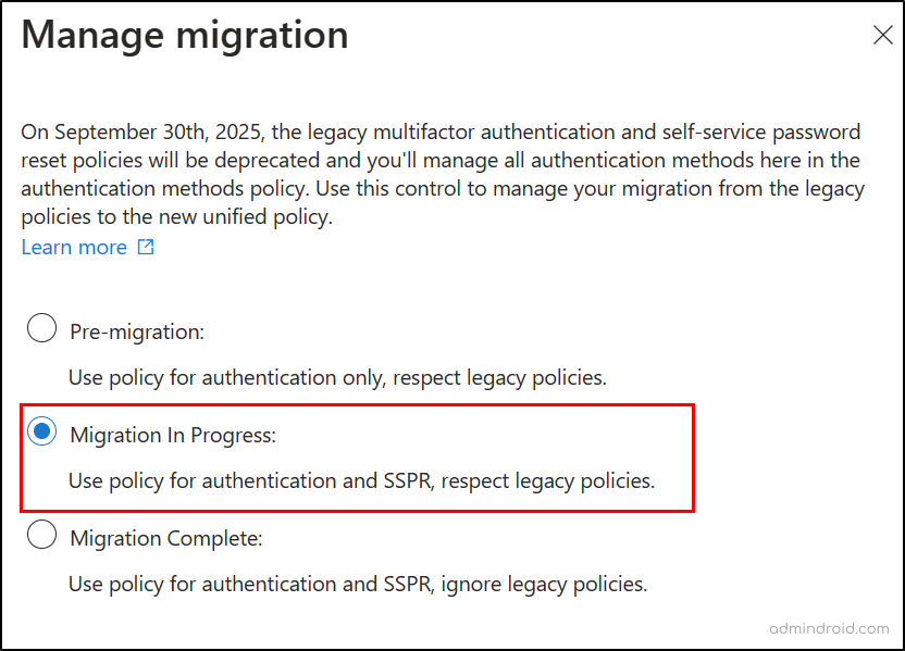 Migrate MFA and SSPR policies to Authentication methods policy