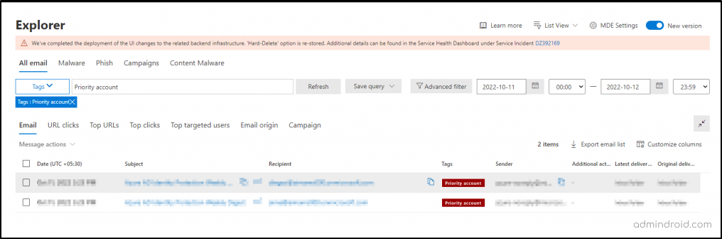 Threat Explorer in Microsoft 365 defender