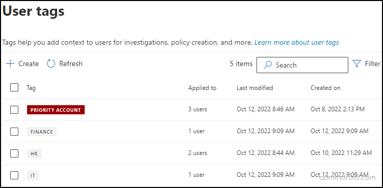 User Tags in Microsoft 365 Defender