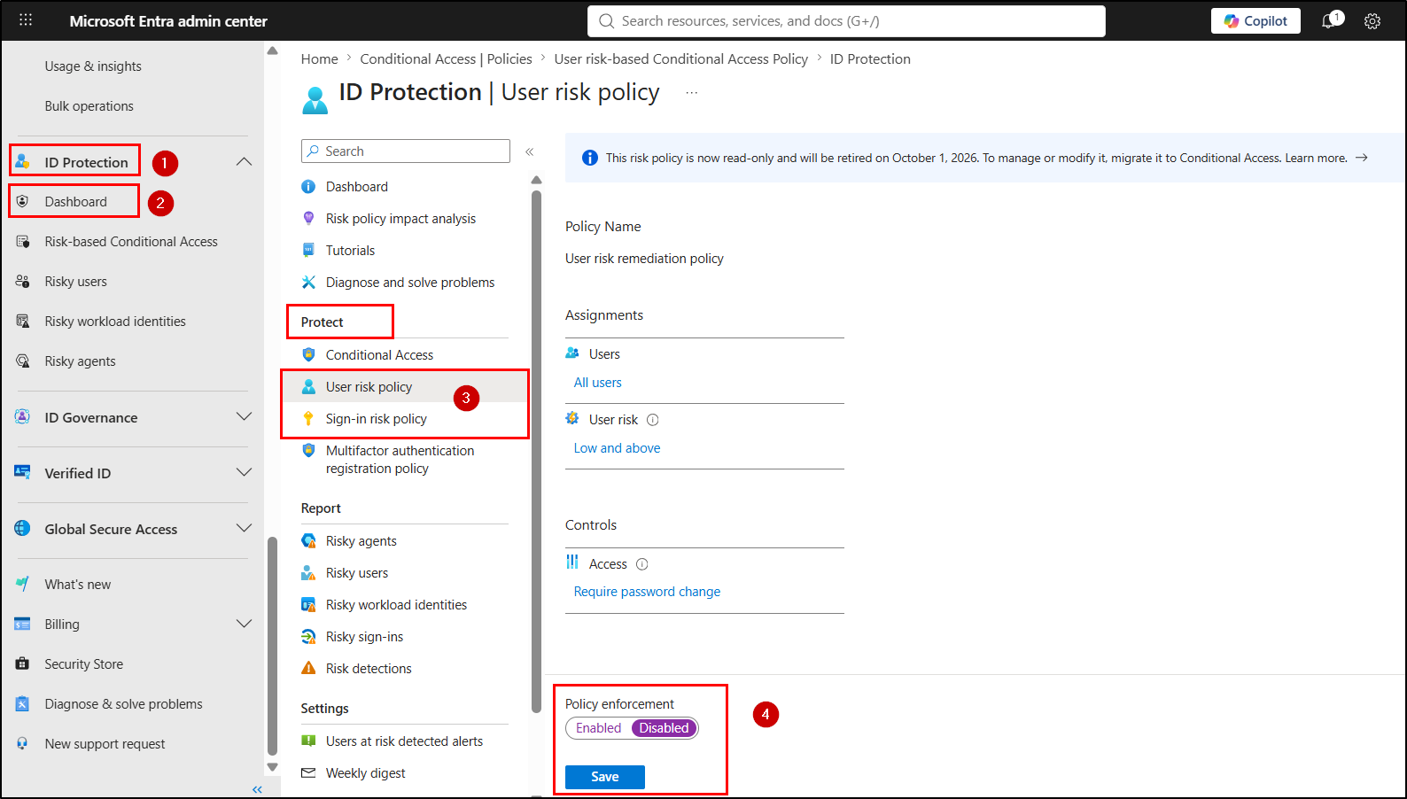 Disable Identity Protection Policies 