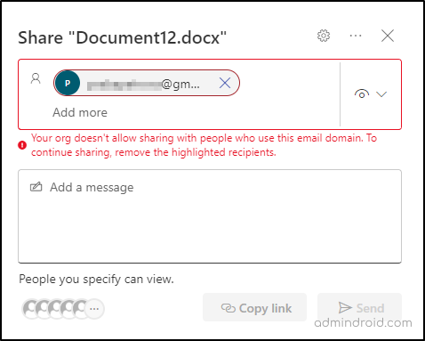 Domain sharing in SharePoint blocked