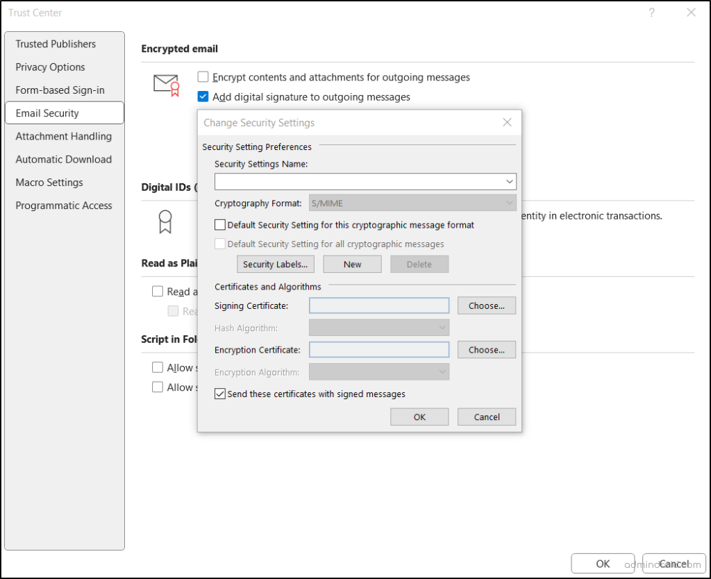 Add digital signatures in Microsoft Outlook to a individual message