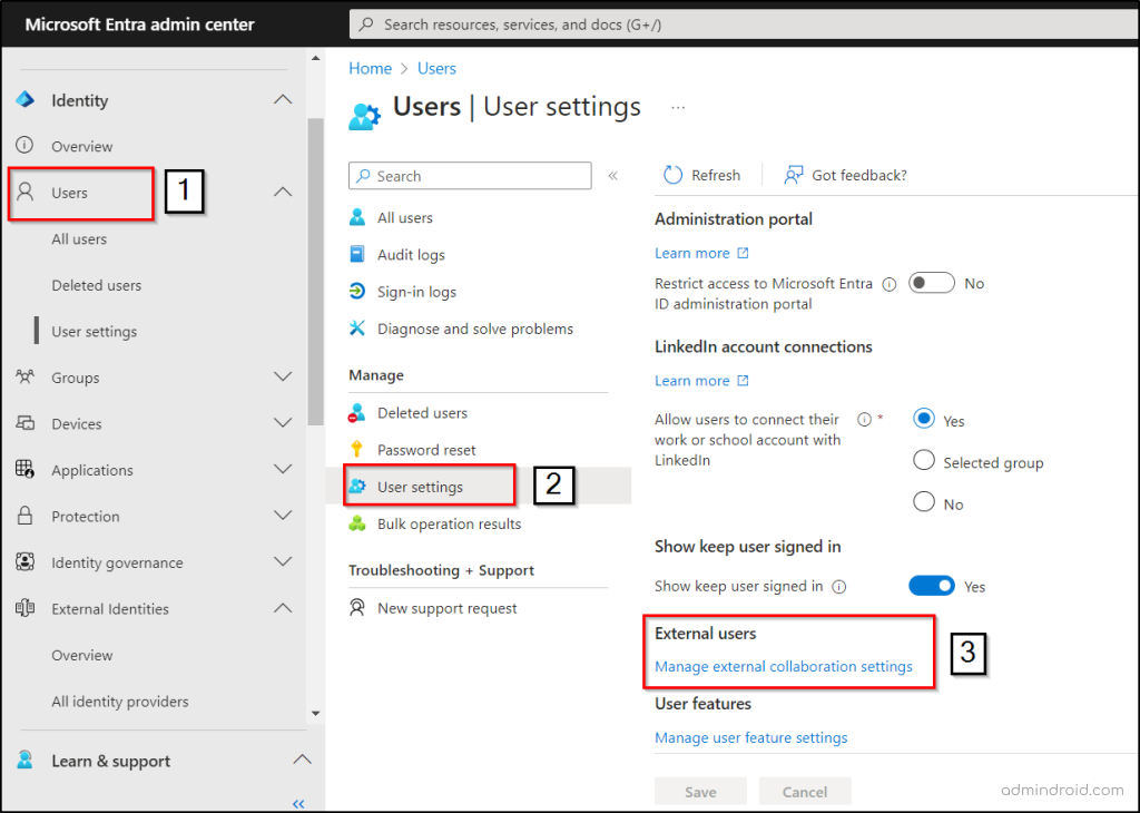 External collaboration settings