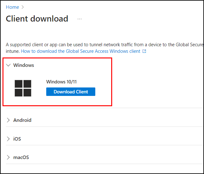 Global Secure Access Client Download
