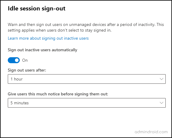 Idle session sign out