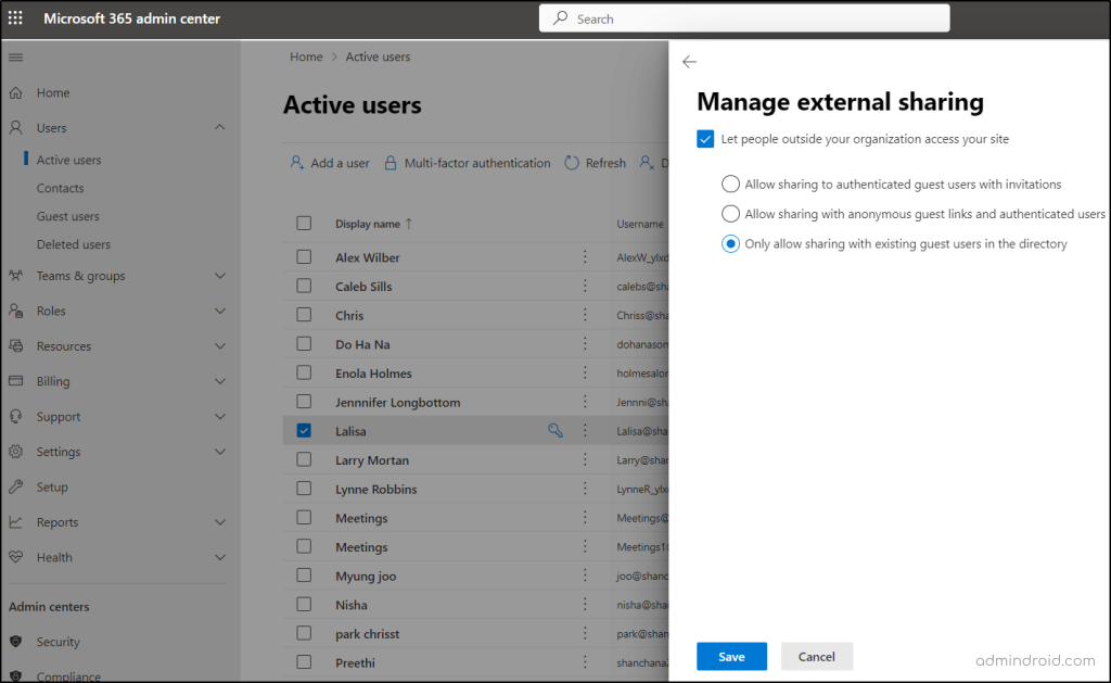 Limit external sharing for per-user in OneDrive