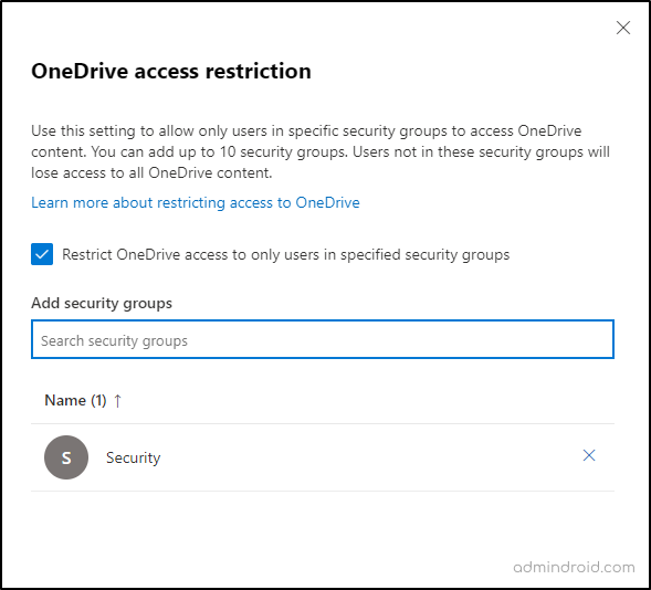 Restrict OneDrive access by security groups