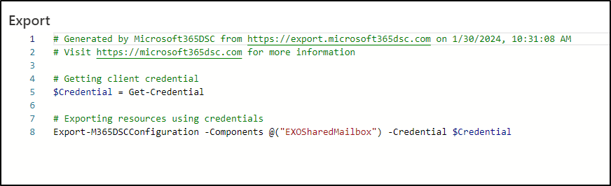 PowerShell Code to Export Microsoft 365 Tenant Settings with Microsoft365DSC