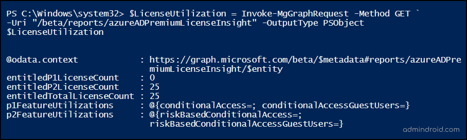 Entra license utilization report using PowerShell