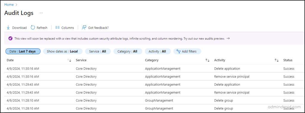 Entra Query Logs Manage Object Deletions in Microsoft Entra - AdminDroid Blog