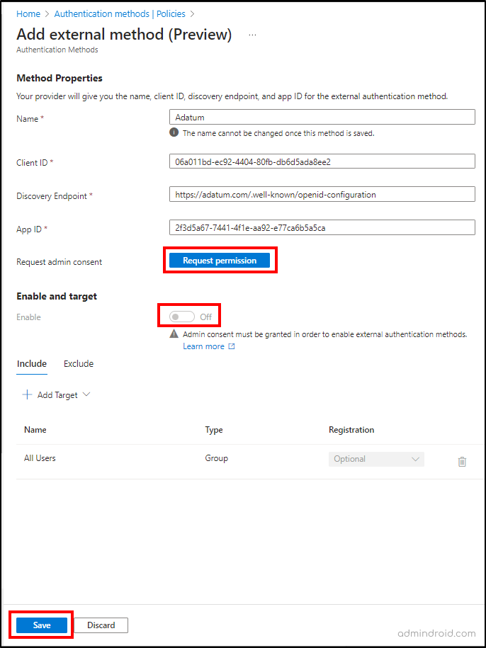 Add external authentication methods