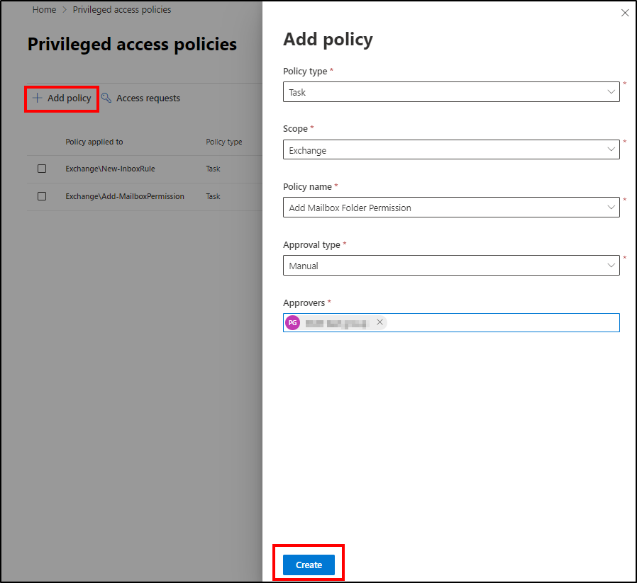 Create privileged access policy in privileged access management