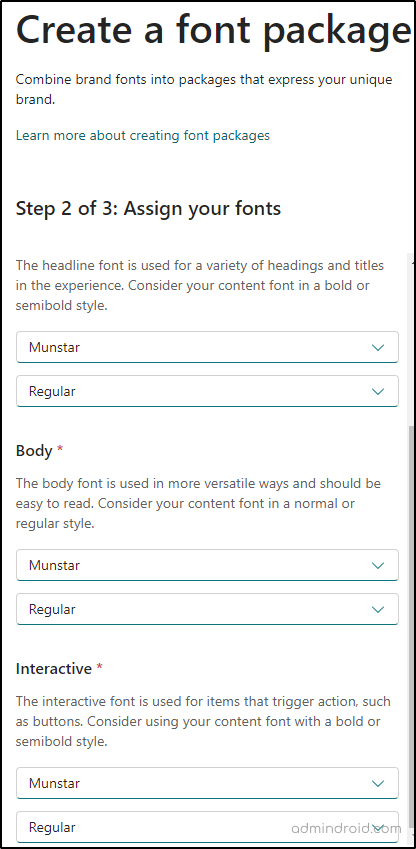 Assigning the brand font to the headlines, body of SharePoint