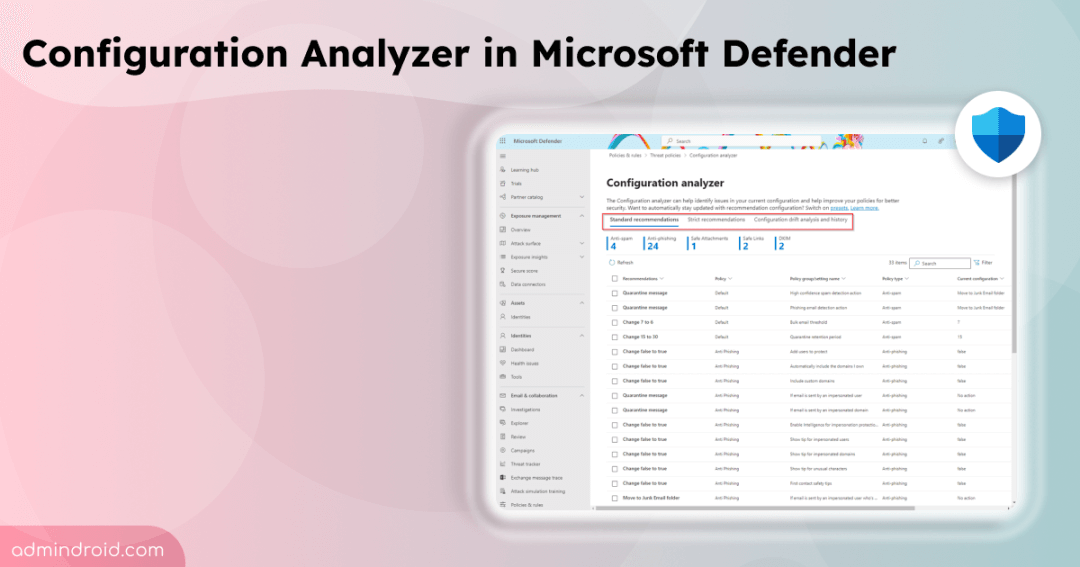 Configuration Analyzer in Microsoft Defender 