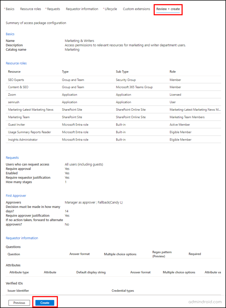 Verify & create an access package - Access packages in Microsoft Entra
