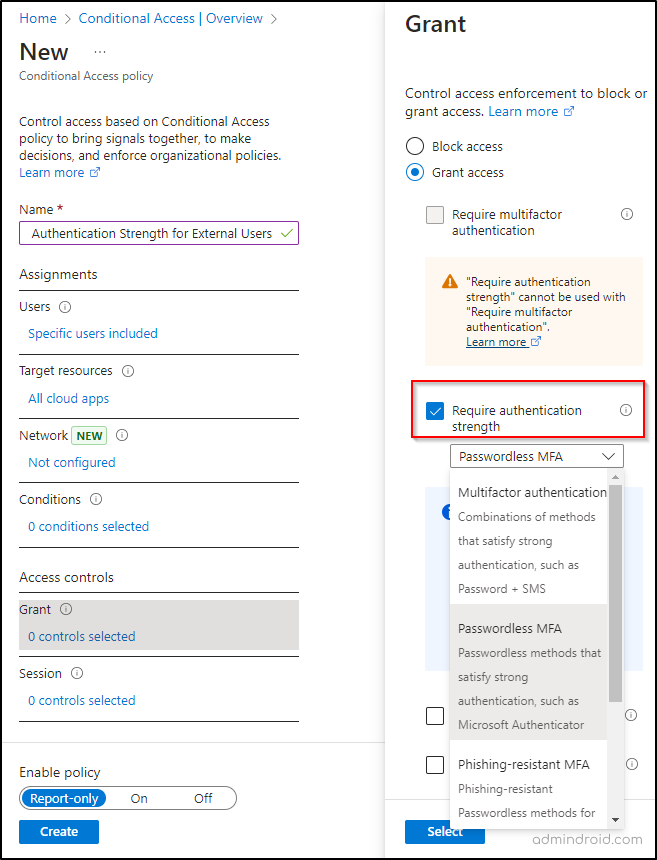 Authentication Strength for External Users