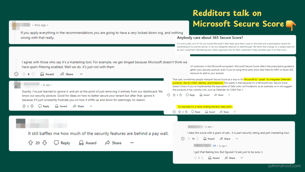 Secure Score Recommendations Talk in Reddit