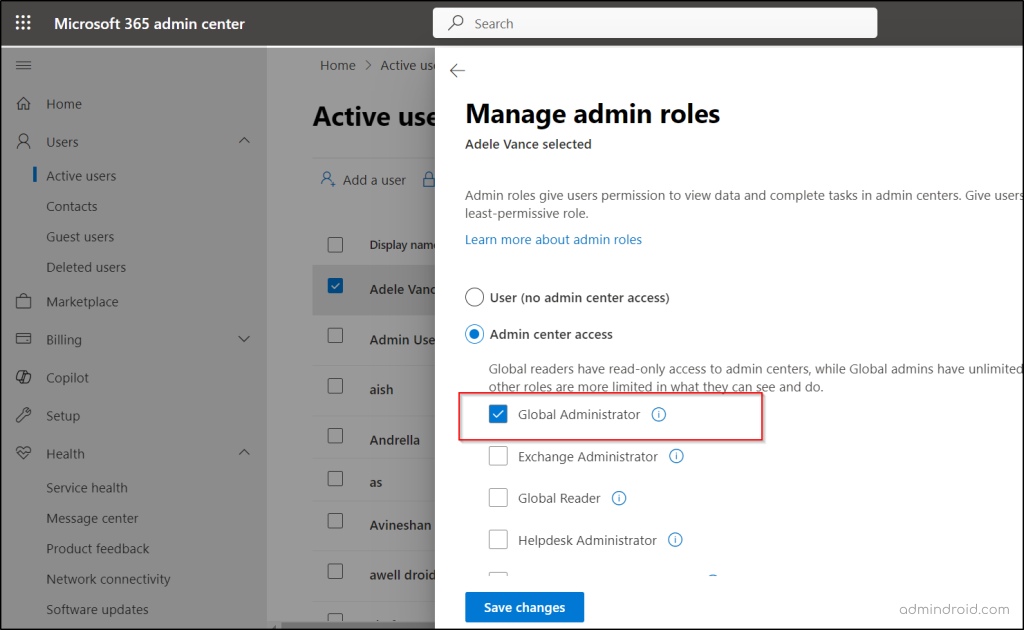 Assign global admin to improve secure score