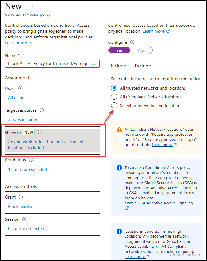 Block Access Policy for Untrusted Locations