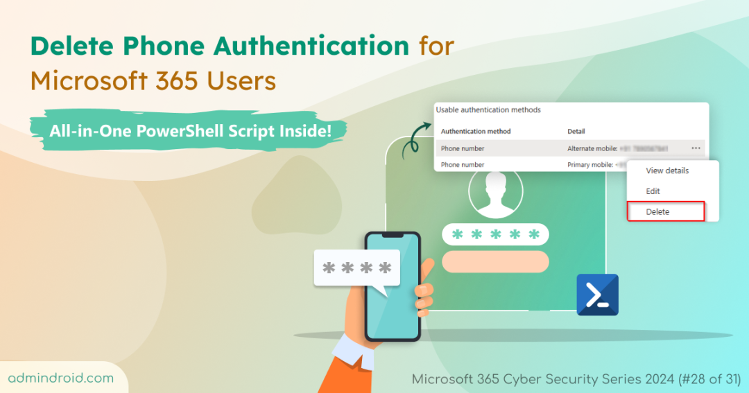 Delete Phone Authentication for Microsoft 365 Users 