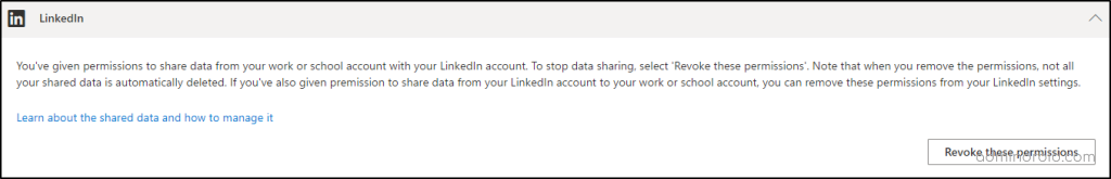 Disconnect LinkedIn from your Microsoft work or school account