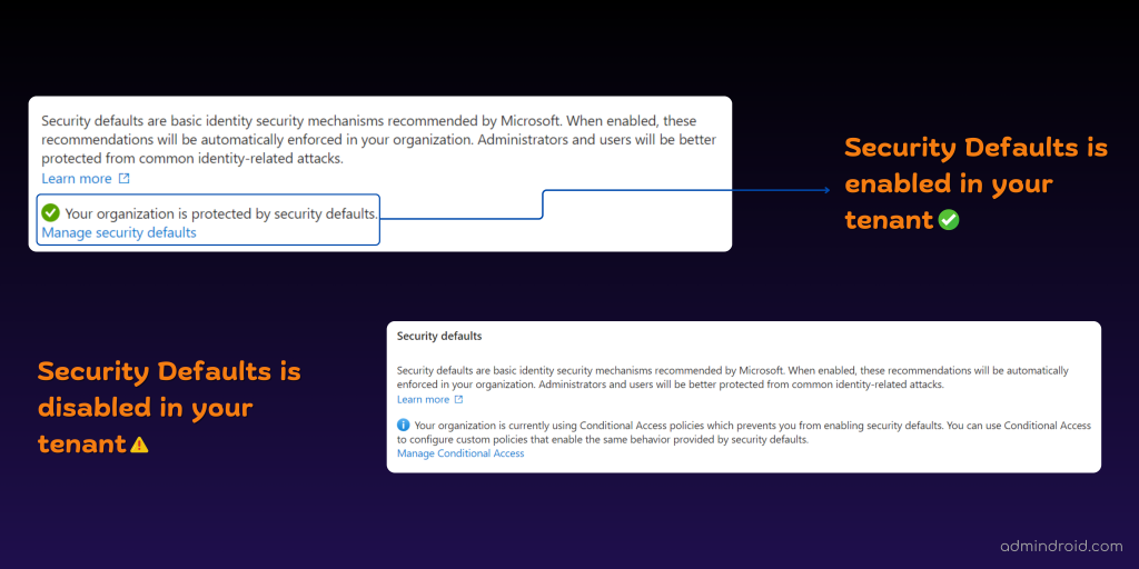 Enable and Disable Security Defaults