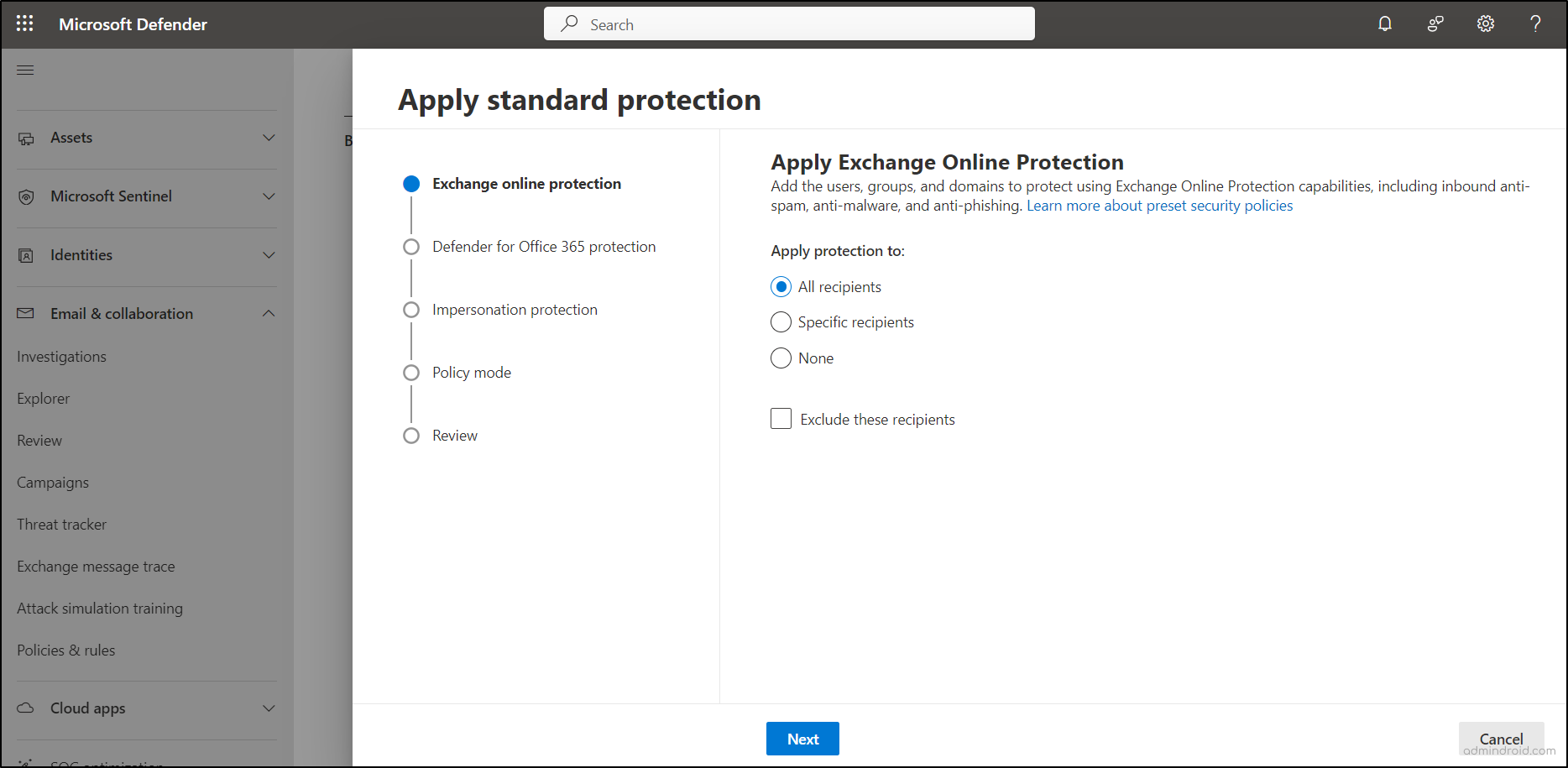 Configure Exchange Online Protection