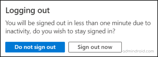 Idle Session Timeout Prompt in Entra Portal