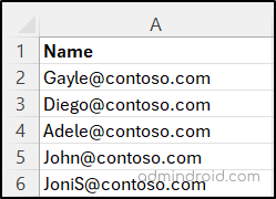 Sample CSV for deleting authentication methods