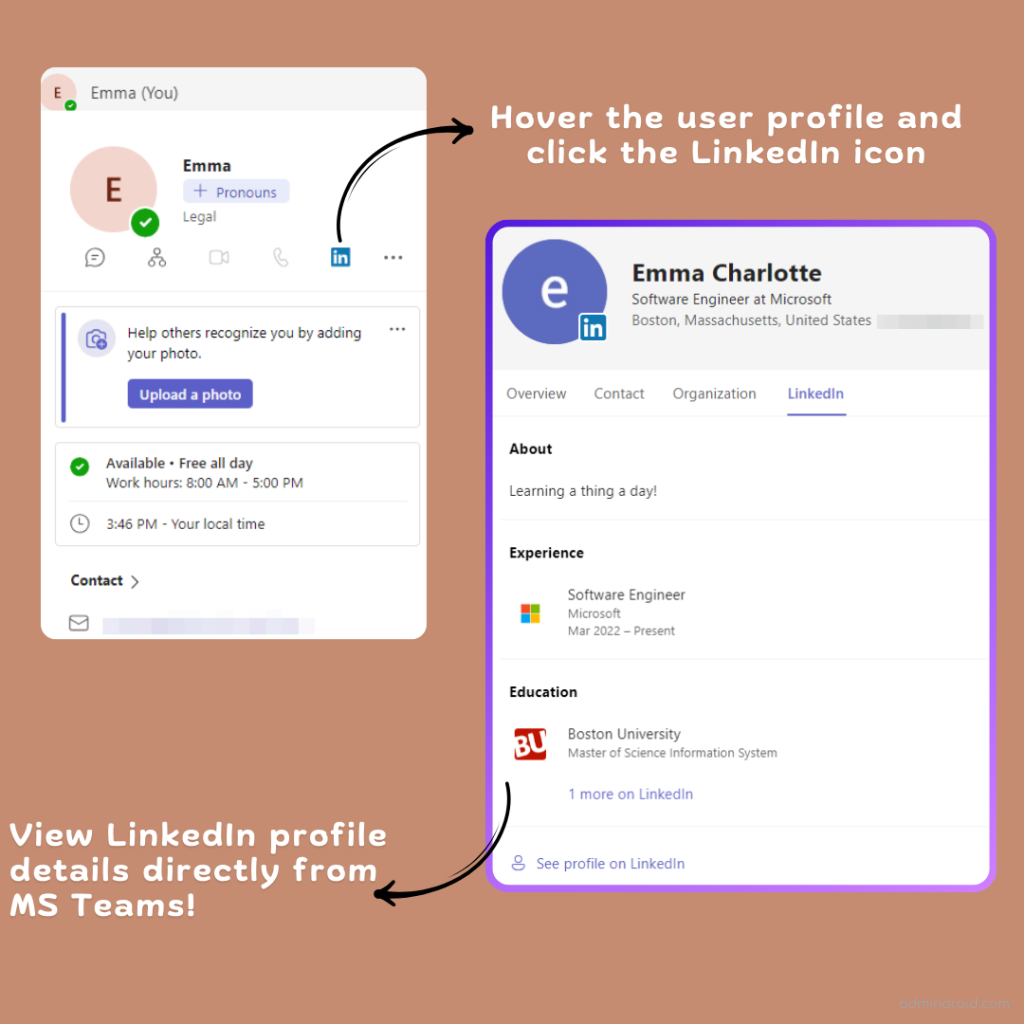 View LinkedIn Profile in Microsoft Teams