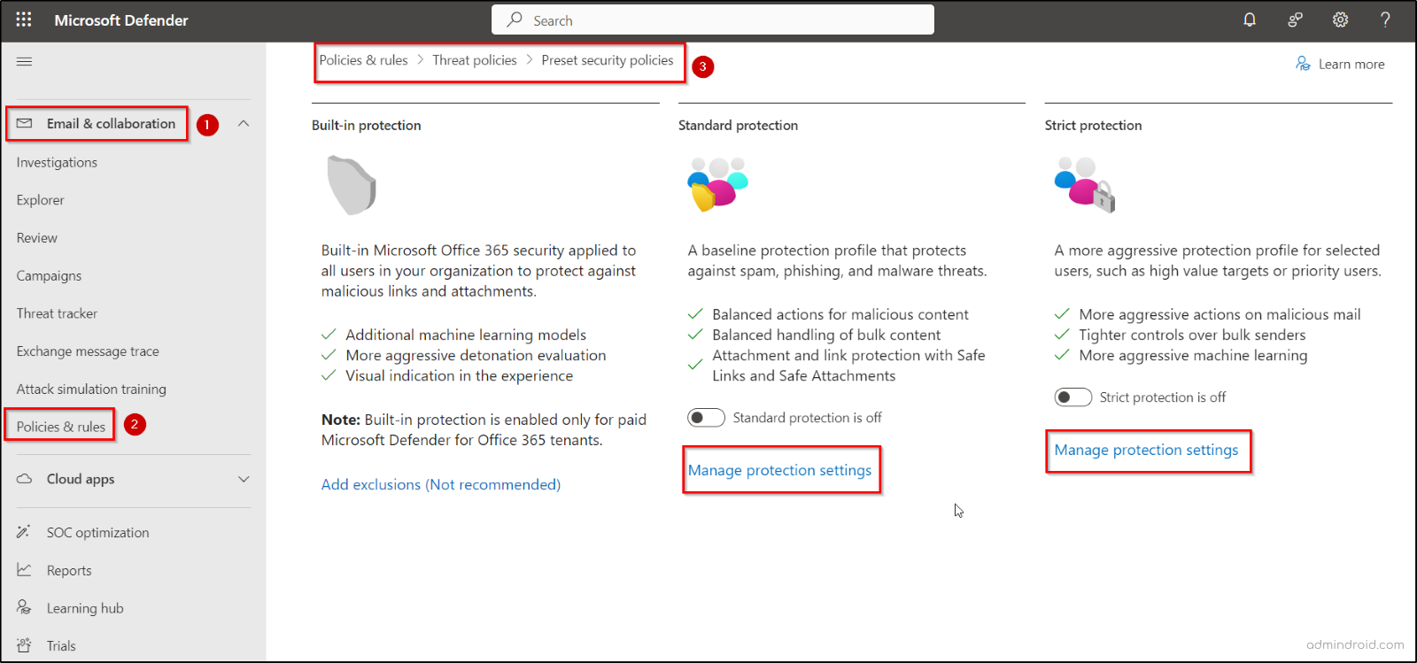 Enable Preset Security Policies in Microsoft 365