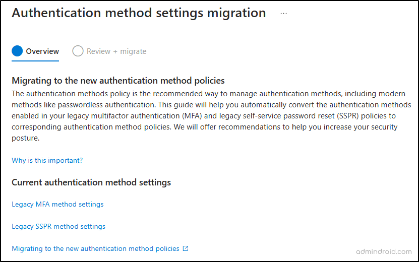 Authentication Method Settings Migration