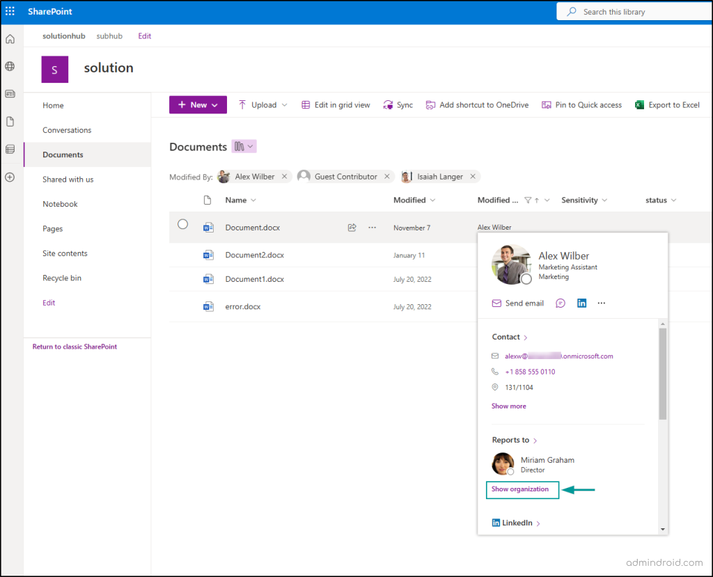 Organization Charts in Microsoft 365