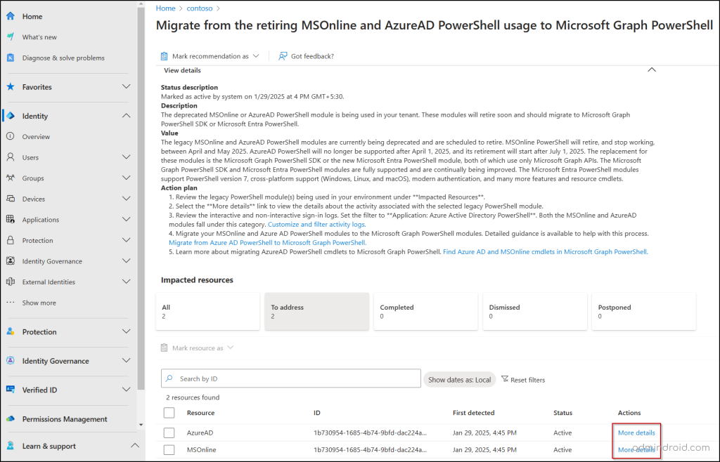 Microsoft Entra legacy PowerShell module recommendation more details