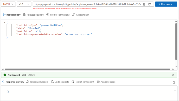 Set Up Entra Application Management Policies using Graph API