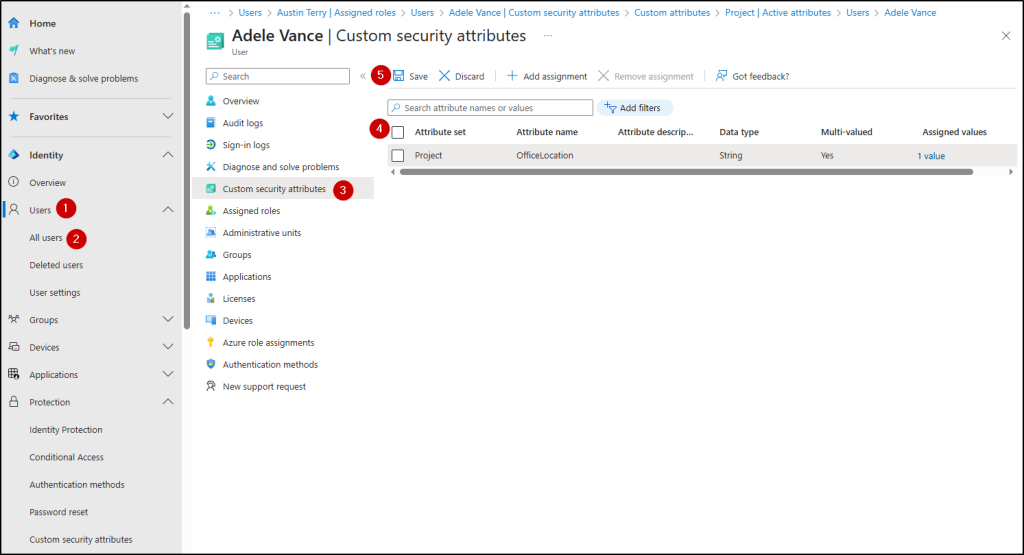 Assign Custom Security Attributes to a User in Microsoft Entra