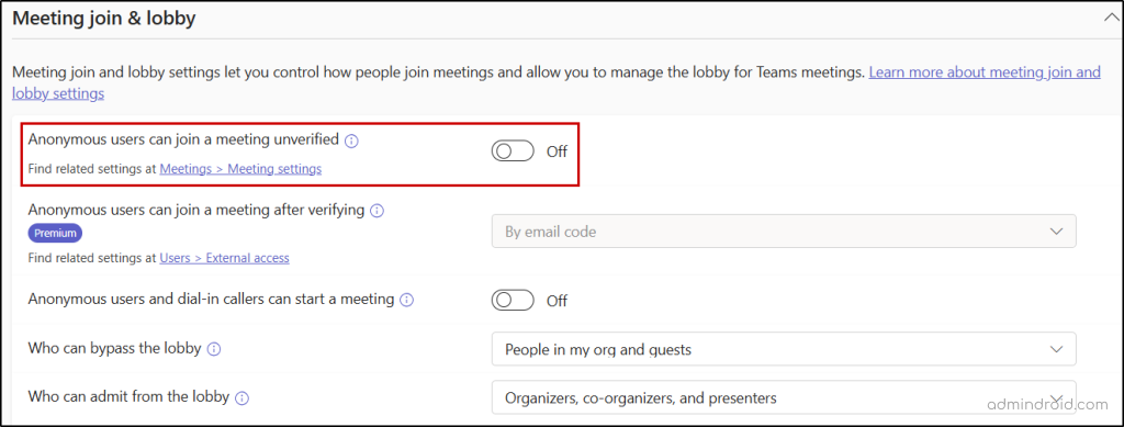External-user-meeting-joining-restriction-in-to-defend-identity-attack-in-Microsoft-Teams