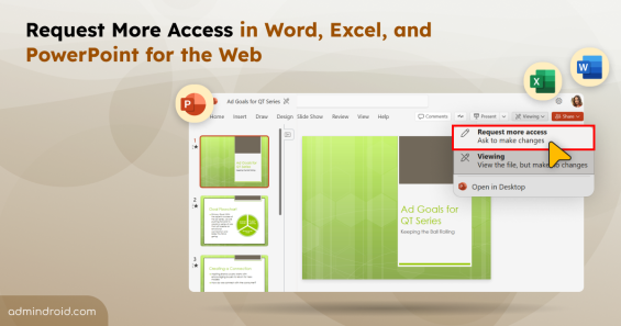 Request More Permission in Word, Excel, and PowerPoint for the Web