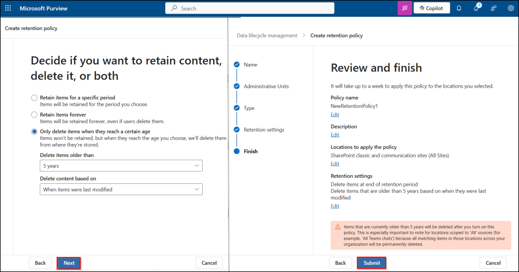 Create-retention-policy
