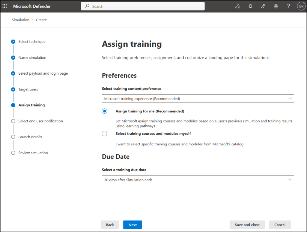 assign training