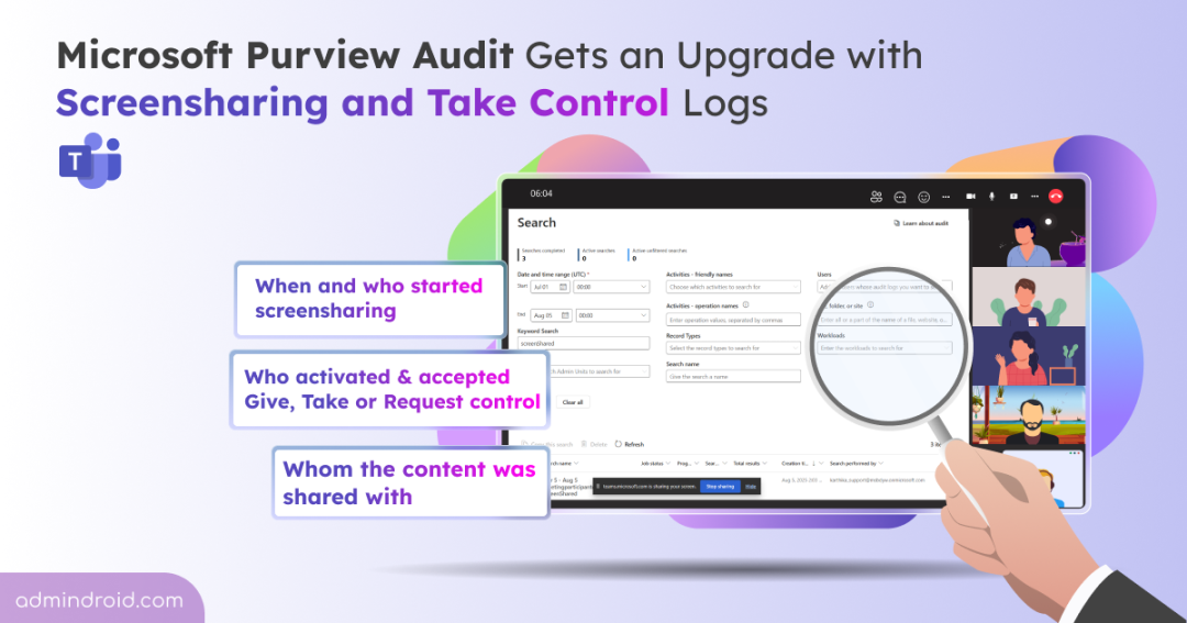 Microsoft Purview Audit Gets an Upgrade with Teams Screensharing and Take Control Logs