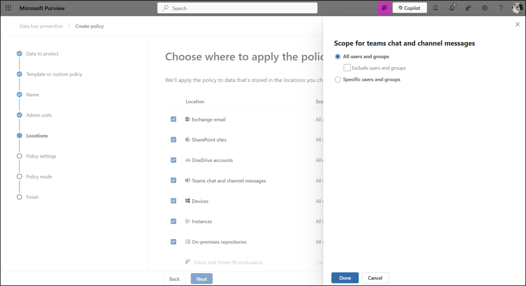 Microsoft Purview DLP for Teams private channels at group level