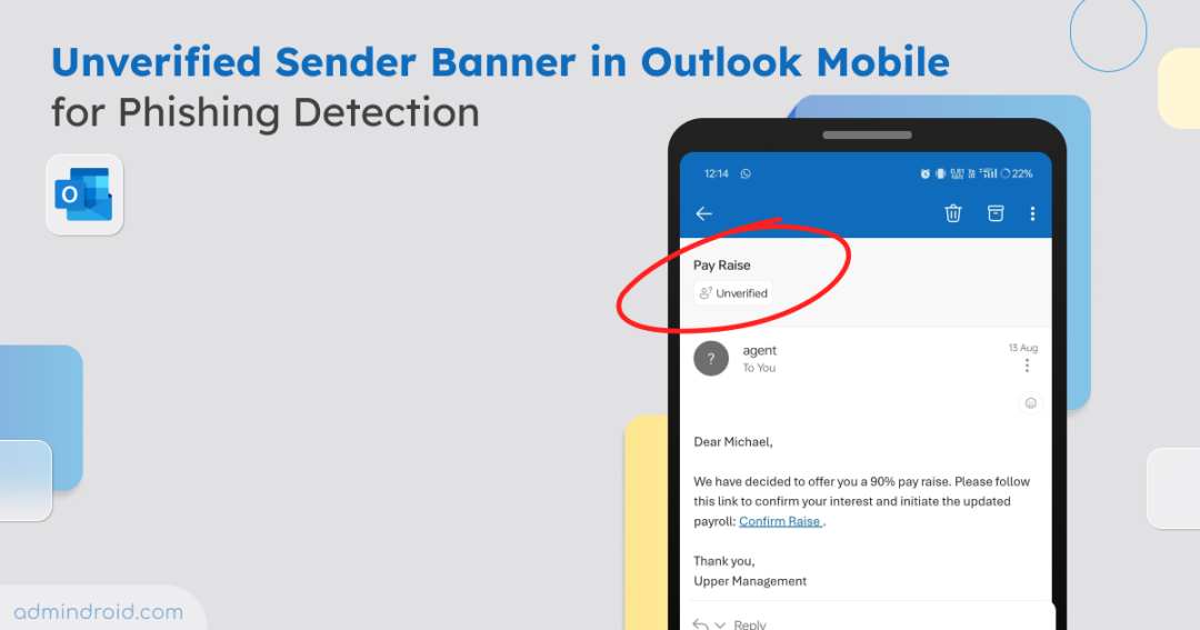 Microsoft Adds Unverified Sender Warning to Outlook Mobile for Phishing Protection