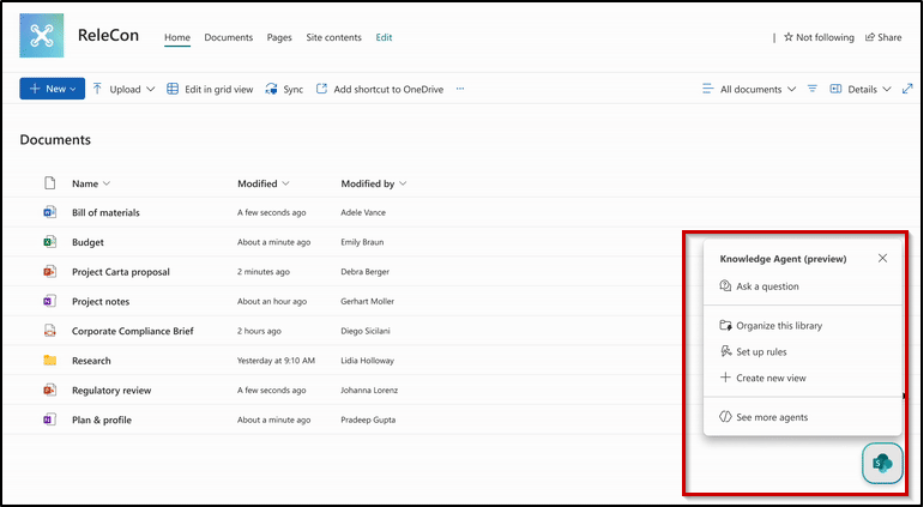 Knowledge Agent in SharePoint