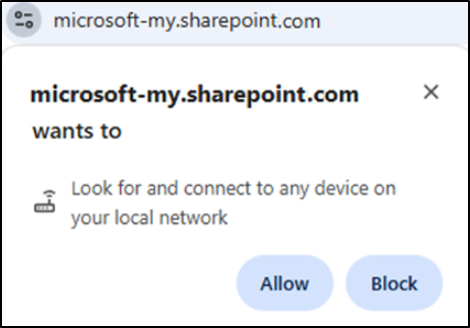 Permission prompt for local network access