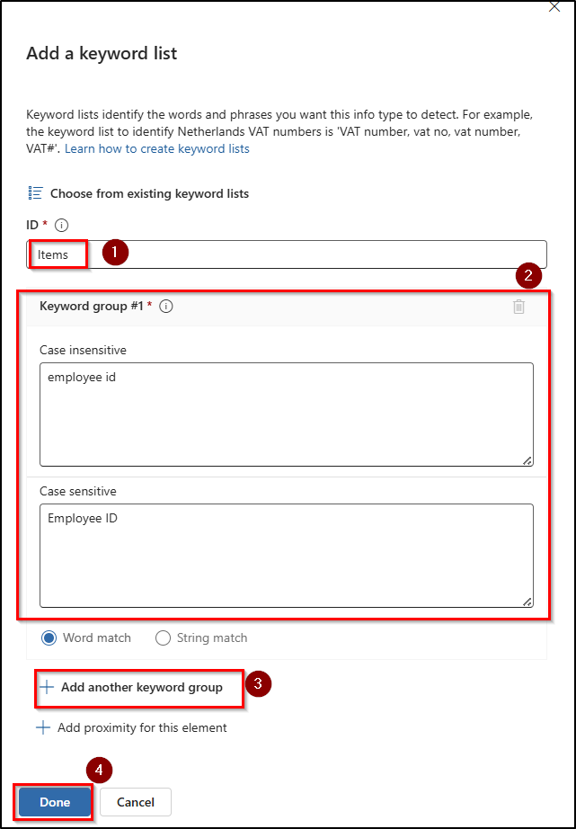 Add a keyword list for supporting elements
