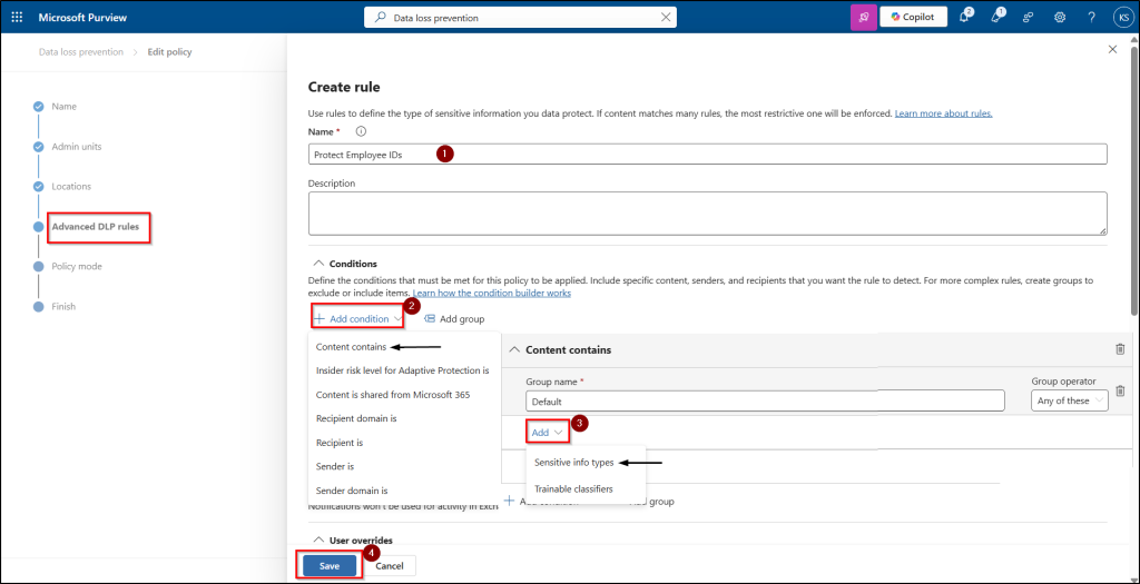 Configure DLP in Microsoft Purview