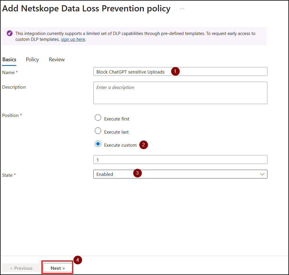 Create a new data loss prevention policy