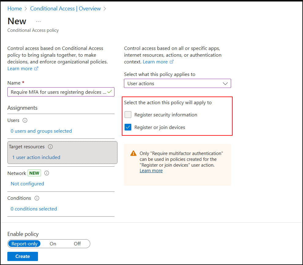 Require MFA for users registering devices in Entra
