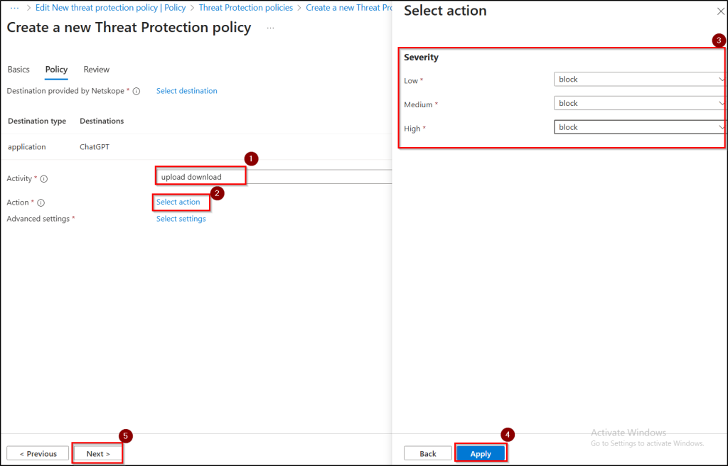 Select action for ATP policy